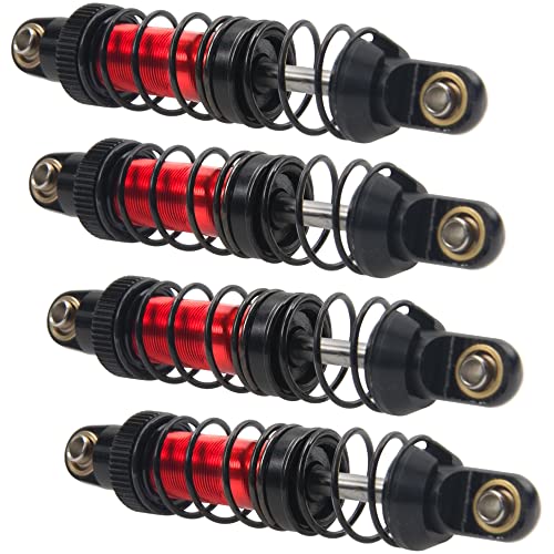 4Pcs Vgoohobby Metal Shocks Absorber Adjustable Dampers Compatible with Axial SCX10 Traxxas TRX4 D90 90046 Redcat Gen7 1/10 RC Crawler Car (Red,80mm)