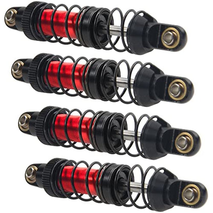 4Pcs Vgoohobby Metal Shocks Absorber Adjustable Dampers Compatible with Axial SCX10 Traxxas TRX4 D90 90046 Redcat Gen7 1/10 RC Crawler Car (Red,80mm)
