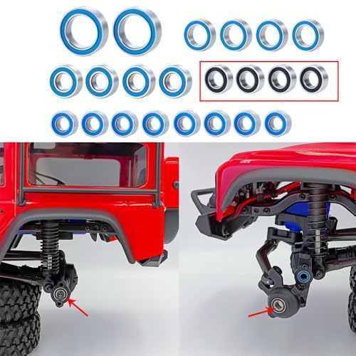 22PCS Steel Sealed Ball Bearing Set Compatible with 1/18 Scale -4M RC Crawler Car Wheel Hub Axle Transmission Upgrade