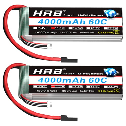 HRB 2PCS 3S 4000mAh Lipo Battery 60C TR 11.1V Compatible with RC Plane