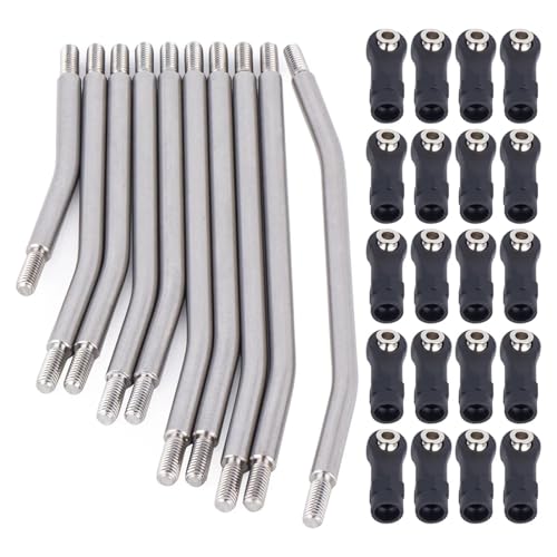 10Pcs Stainless Steel Links Rod Set with Ball End 313/324mm Wheelbase for 1/10 RC Crawler Car Axial for SCX10 II 90046 Upgrade Parts(324mm) - color: 324mm