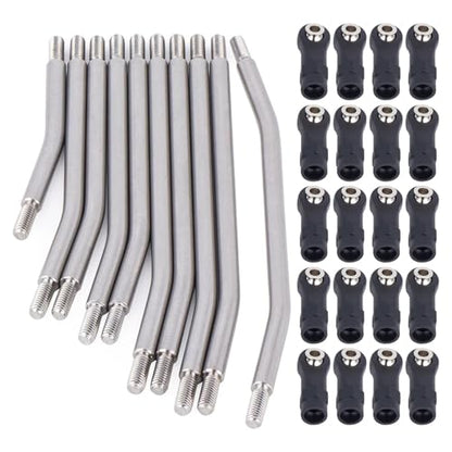 10Pcs Stainless Steel Links Rod Set with Ball End 313/324mm Wheelbase for 1/10 RC Crawler Car Axial for SCX10 II 90046 Upgrade Parts(324mm) - color: 324mm