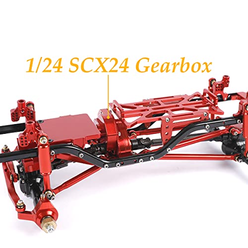 Aluminum Alloy Transmission Case Gearbox Complete for 1/24 Axial SCX24 RC Crawler Upgrades (Red) - color: Red