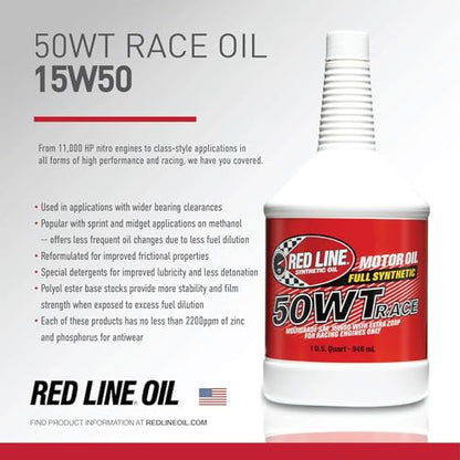 Red Line 10505 50WT Synthetic Race Motor Oil (15W50) - 1 Gallon - size: Gallon