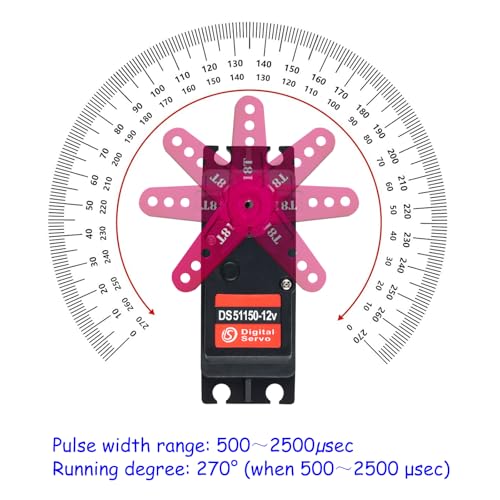 12V 150KG DS51150 Digital RC Servo Full Metal Gear 270 Degree | Waterproof IP67, 18T Metal Servo Arm, For Baja Car 1/5 RC Car - size: 270 Degree