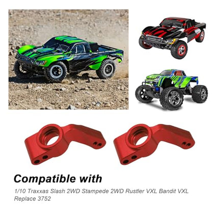 HobbyPark Aluminum Rear Stub Axle Carrier Upgrade Parts for 1/10 Traxxas Slash 2WD Stampede 2WD Rustler Bandit Replacement of 3752 - color: Red