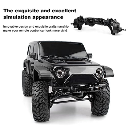 Remote Control Car Metal Front Portal Axle Assembly for 1/10 SCX10 III RC Crawler (Black) - color: Black