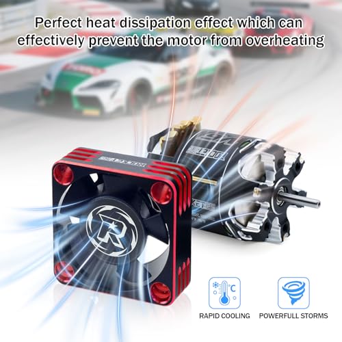 2Pack Surpass Hobby RC Cooling Fans 30mm 28000 High RPM RC Motor Fan Only Replacement Fans (Without Motor Heatsink) for 1/8 1/10 1/12 RC Car Truck Buggy Truggy(Black Red) - style: 2Pack 30mm Black Red