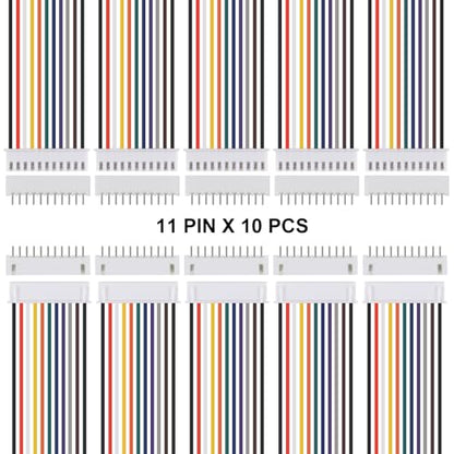 10Pairs JST-XH Connector Kit, XH 2.54mm 11 Pin Header Male and Female Connectors Plug Adapter with Flat Wire Cable 200mm 26AWG Compatible with JST XH (11P) - color: 11P