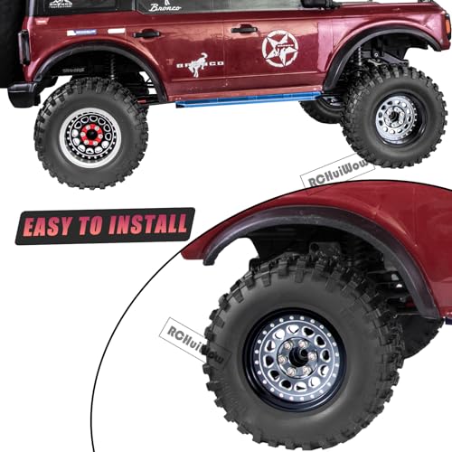 RC Wide 1.57'' (40mm) 2.2 Beadlock Wheels for SCX10 Capra Wraith Ryft / TRX4 AMG 6x6 / Gen8 Everest Gen 7 Pro,Adjustable 4 Offsets Rims,4Pack,Titanium w/Black - color: Titanium W/ Black(4pcs)