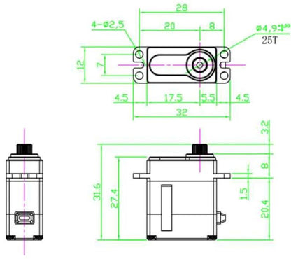 REEF's 99 Micro(Brass Edition)(REEFS162) High Torque High Speed Waterproof Servo H/V Low Profile