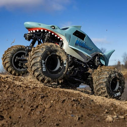 Losi 1/18 Mini LMT Megalodon 2S 4X4 RTR Brushed Monster Truck Battery & Charger Included Blue LOS01026T3 - color: Blue