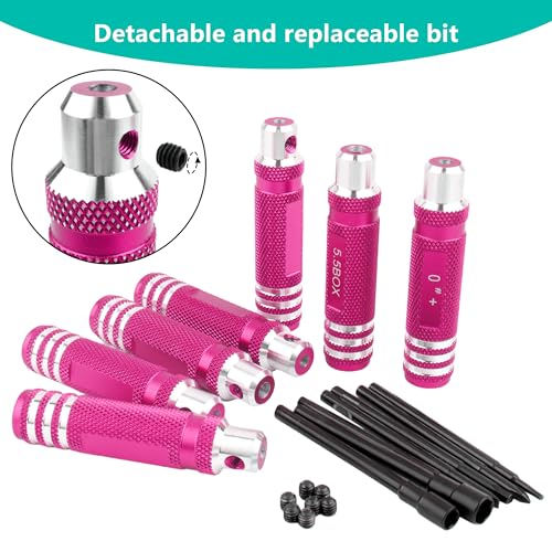 7-in-1 Mini Hex Screwdriver Set (1.5mm, 2.0mm,2.5mm & Box Wrench (4.0,5.5mm) Nut Screw Driver|RC Tool Kit|Phillips| Compatible with TRX4M SCX24 1/24 1/18 1/16 RC Cars Drone Repair(Purple) - color: Purple