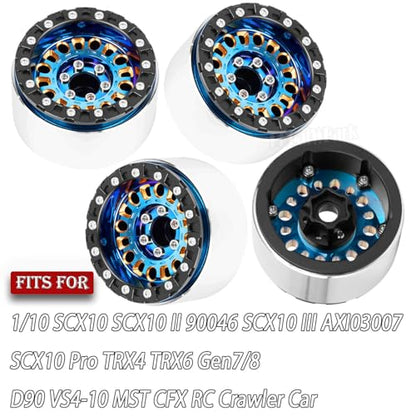 1.9 Brass Beadlock Wheel Rim for 1/10 SCX10 SCX10 II 90046 SCX10 III AXI03007 SCX10 Pro TRX4 TRX6 Gen7/8 D90 VS4-10 MST CFX RC Crawler Car,Brass Beadlock & Aluminum Deep Dish Rim,Colorful - color: Colorful - (4Pcs Rim)