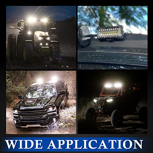 BUNKER INDUST Side Shooter LED Light Pods Wiring Harness Kit, 2 Pcs 7" Spot Flood LED Light Bar 80W Work Light Waterproof Cube Lights Off-Road Driving Bumper Light for ATV UTV Truck Boat Tractor - size: 7 Inch