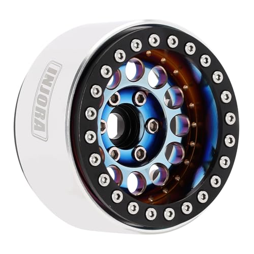 INJORA 1.9" 150g Brass & Aluminum -10mm Offset Wheels for 1/10 RC (Rainbow) - color: Rainbow