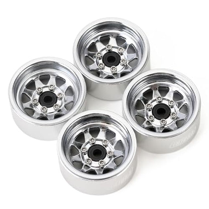 INJORA Stamped Steel 1.0 Beadlock Wheel Deep Dish for 1/18 1/24 RC (Silver) - color: Silver