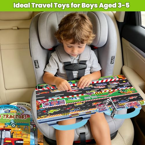 Elfew 6 Pack Car Sticker Books for Toddlers 2-4 3-5 | Over 190+ Stickers, 3D Reusable, Puffy Vehicle Stickers for Boys, Mess Free Activity Set, Road Trip Essentials Birthday Gift - color: 6 Sets Puffy Stickers