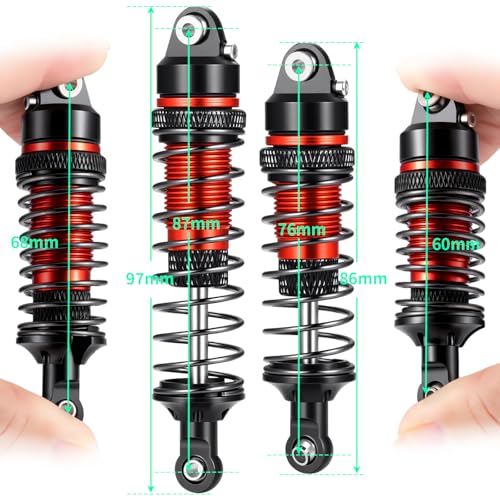 4PCS Full Aluminum RC Car Oil Shock Absorber Front & Rear Shock Absorber Damper Assembled Set Compatible with 1/10 Team Associated RB10 RC Off Road Car Upgrades (Black) - color: Black