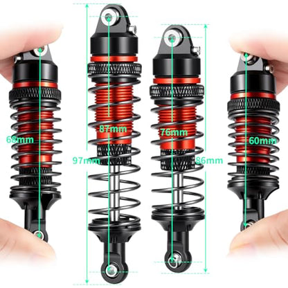 4PCS Full Aluminum RC Car Oil Shock Absorber Front & Rear Shock Absorber Damper Assembled Set Compatible with 1/10 Team Associated RB10 RC Off Road Car Upgrades (Black) - color: Black