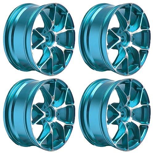 ShareGoo Metal Wheel Rims RC 12mm Hex Hubs 1/10 RC Drift On-Road Racing Touring Wheel Rim Compatible with HSP Tamiya Kyosho RedCat Sakura WLtoys Universal 1/10 RC Scales (Blue) - color: Blue