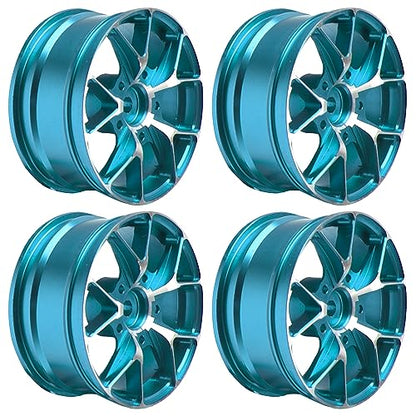 ShareGoo Metal Wheel Rims RC 12mm Hex Hubs 1/10 RC Drift On-Road Racing Touring Wheel Rim Compatible with HSP Tamiya Kyosho RedCat Sakura WLtoys Universal 1/10 RC Scales (Blue) - color: Blue