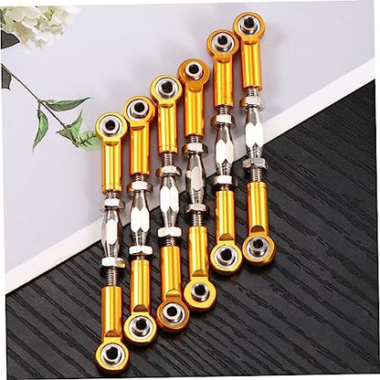 Kisangel 6pcs Rc Car Rod Linkage Kit Turnbuckle Rods CNC Machined for Link Truck Parts - color: Yellow