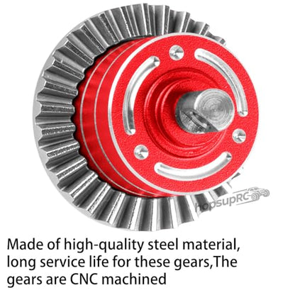 RC Front & Rear Diff Gear Upgrades Part for 1/14 MJX 14210 14211,Metal Rear Gears Differential Assembly,Replacement 16420G2,Red - color: Red(for 1/14)