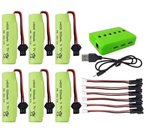 Accessories 6PCS 3.7V 500mAh Li Battery with 6 in 1 Charger for DE35 DE38 DE40 DE50 Double-Sided Tumbling Stunt RC Car Child Toy Car Spare Battery