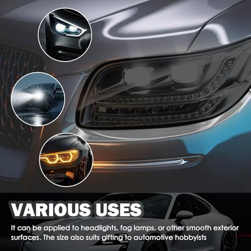12×47" Car Headlight Tint Film,Cuttable Taillight Tint Film Kit with Squeegee & Cutter,Waterproof Tail Light Tints Films Car Exterior Accessories for Headlights Fog Lights Tail Lights (Black) - color: Black