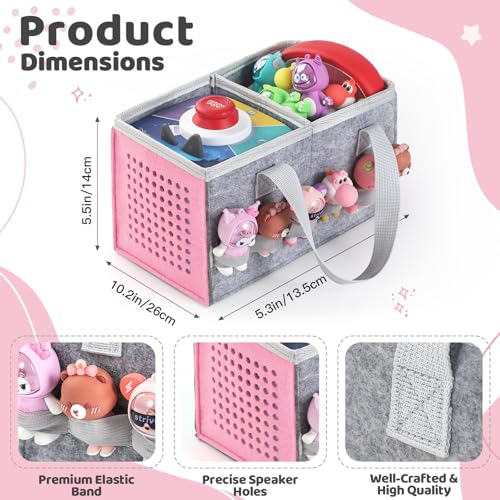 Carrying Case for Toniebox Starter Set and Tonies Figurines, Travel Felt Cloth Musical Toy Folding Bag for Toniebox 2 & Accessories (Pink) - color: Pink