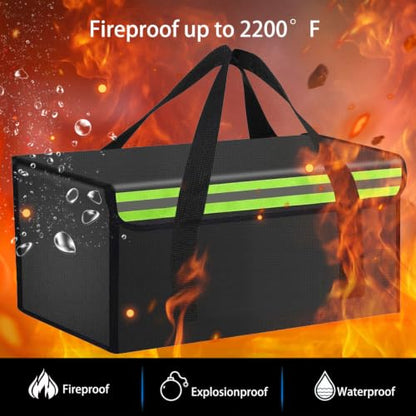 45*25*25cm Lipo Safe Bag Fireproof Bag for Lipo Battery Pack Storage Charging Transport,Home Office Travel Fireproof Safe Storage for Cash Valuables Jewelry Passport Power bank Lipo Battery - size: 450*250*250mm