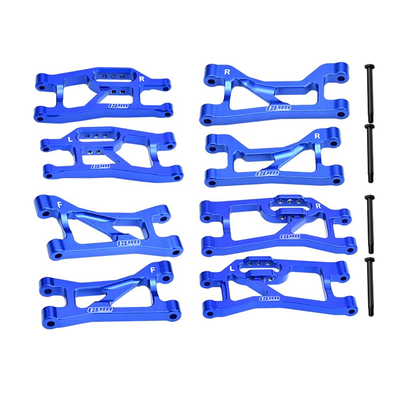 GPM 7075 Alloy Front Upper & Lower + Rear Upper & Lower Suspension Arms for Mini Maxx Monster Truck-107154-1 (Blue) - color: Blue