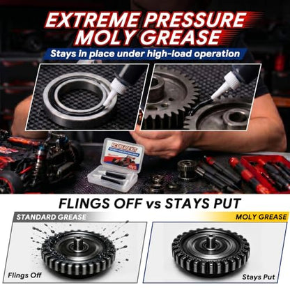 RC Grease High Pressure Black Grease, RC Gear Lubricant for Ball Diffs Thrust Races Metal Gears CVDs, High Load Remote Control Car Differential Lubricant for Electric Cars Trucks Parts, 3 Pack