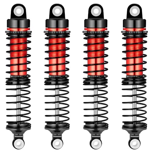 All Metal Shocks Front Rear Oil Shocks Absorber for Tra-xxas 1/18 LaTrax Teton Desert Prerunner Shock Absorber Damper Set 1/18 RC Upgrades Parts Replace Parts 7660 7665(4-Pack) (Red) - color: Red
