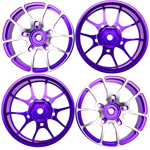 Aluminum Alloy 1/10 On-Road Racing Touring Drift Car Wheel Rims 12mm Hex Hub 26mm Width Compatible with Tamiya TT01 Kyosho RedCat Sakura D4 XIS HSP 1/10 RC Car (Purple) - color: Purple