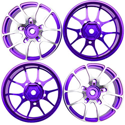 Aluminum Alloy 1/10 On-Road Racing Touring Drift Car Wheel Rims 12mm Hex Hub 26mm Width Compatible with Tamiya TT01 Kyosho RedCat Sakura D4 XIS HSP 1/10 RC Car (Purple) - color: Purple