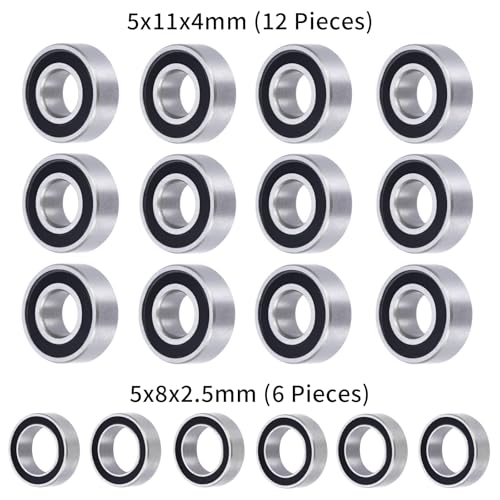 18pcs/Set Steel Rubber Sealed Bearings Kit for Tamiya M05&M06 Series | 1/10 RC Car Upgrade Parts