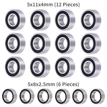 18pcs/Set Steel Rubber Sealed Bearings Kit for Tamiya M05&M06 Series | 1/10 RC Car Upgrade Parts