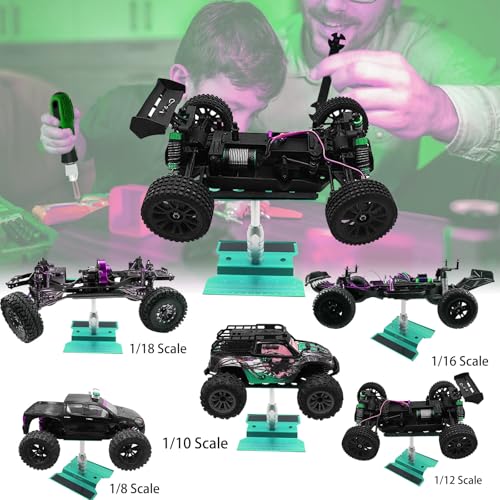 RC Car Stand RC Repair Stand 360 Degree Rotation Lift or Lower for Traxxas Arrma Redcat Axial RC4WD HSP Losi 1/8 1/10 1/12 1/16 Scale RC Crawler Car Truck Buggies (Green) - color: Green