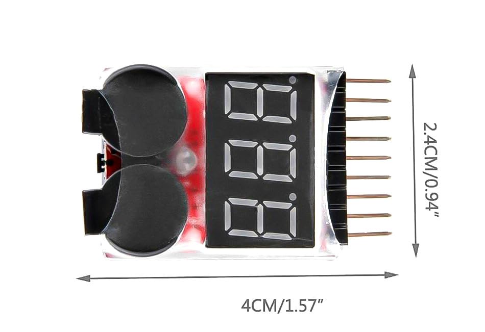 RC Lipo Battery Low Voltage Alarm 1S-8S Buzzer Indicator Checker Tester LED for Lipo Life LiMn Li-ion Battery