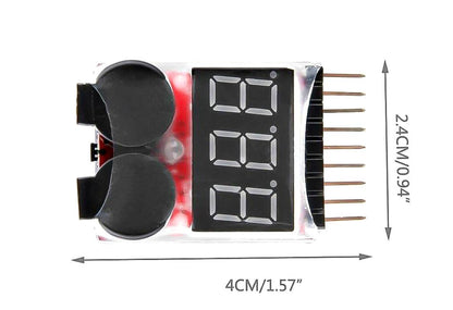 RC Lipo Battery Low Voltage Alarm 1S-8S Buzzer Indicator Checker Tester LED for Lipo Life LiMn Li-ion Battery