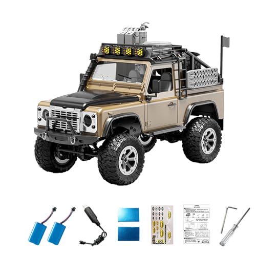1/12 Scale Full Proportional RC Rock Crawler, KF90 2.4GHz 4WD Off Road Truck, Adjustable LED Light Climbing Vehicle Monster Truck RTR for Adults - Yellow/2 Batteries - color: Yellow, size: 2 batteries