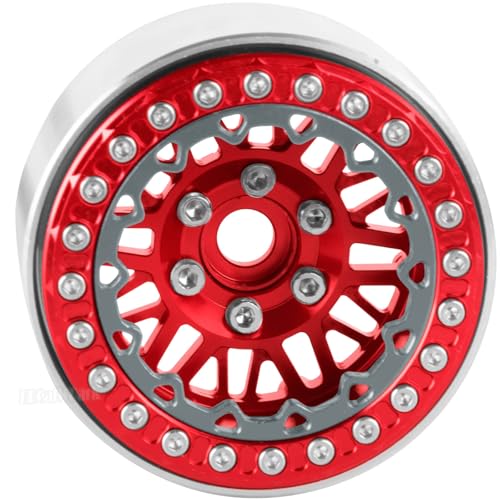 RC 1.9 Wheel Rims for 1/10 SCX10 SCX10 II 90046 SCX10 III AXI03007 SCX10 Pro TRX4 TRX6 Gen7/8 D90 VS4-10 MST CFX RC Crawler Car,4pcs Aluminum 1.9 Wheel Rims,Red - color: Red - (Rims)
