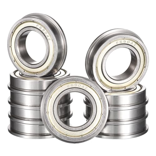 F6904ZZ Flanged Ball Bearing, ID 20mm x OD 37mm x Width 9mm Double Metal Shielded Deep Groove Bearings, Pre-Lubricated (GCr15) Chrome Steel 10pcs - size: F6904ZZ 20mmx37mmx9mm
