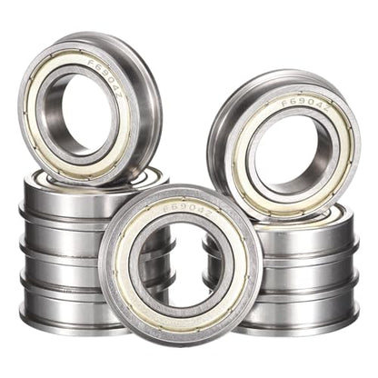 F6904ZZ Flanged Ball Bearing, ID 20mm x OD 37mm x Width 9mm Double Metal Shielded Deep Groove Bearings, Pre-Lubricated (GCr15) Chrome Steel 10pcs - size: F6904ZZ 20mmx37mmx9mm