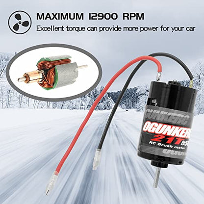 OGRC Motor 550 35T Brushed RC Motor 1/10 RC Crawler Motor for TRX4 SCX10 | 3-Slot 7900 Max RPM RC Car Motor for 1/10 TRAXXAS Redcat Axial RC4WD D90 and 1/6 Jeep Willys 1941 MB Military Truck - size: 21T