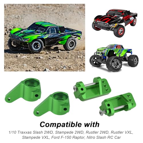 Hobbypark Aluminum Caster Blocks C-Hubs & Steering Blocks Knuckles for Traxxas 1/10 2WD Slash, Rustler, Stampede, Nitro Slash, Replace 3632 3736 (Green) - color: Green