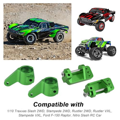 Hobbypark Aluminum Caster Blocks C-Hubs & Steering Blocks Knuckles for Traxxas 1/10 2WD Slash, Rustler, Stampede, Nitro Slash, Replace 3632 3736 (Green) - color: Green