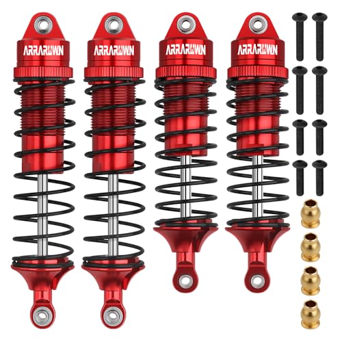 4PCS RC Car Shock Front & Rear Shock Absorber Assembled Set | Compatible with 1/10 Traxxas Slash/Rustler/Stampede 4x4 4WD Replacement Upgrade Parts (Red) - color: Red
